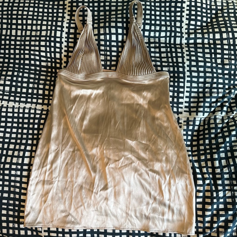 La Perla Champagne Satin Slip Chemise